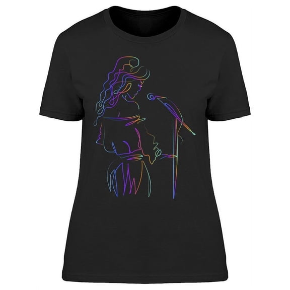 Girl Sings Into A Microphone T-Shirt Women -Image by Shutterstock Women T-Shirt, Female Large