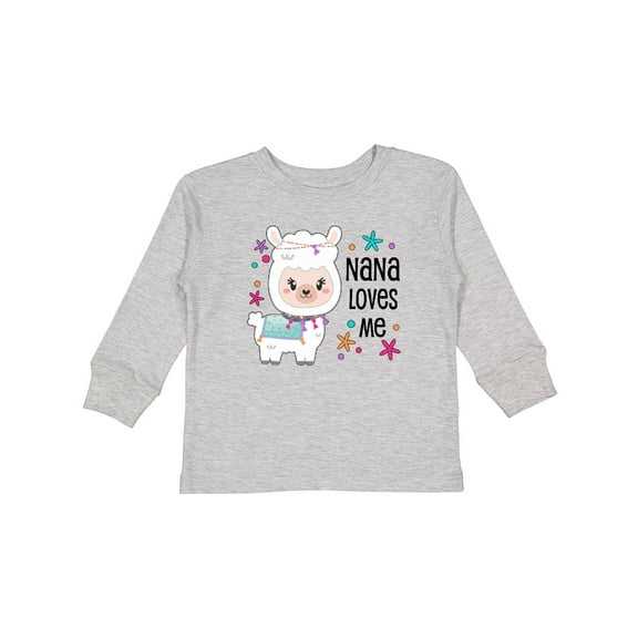 Inktastic Nana Loves Me- Cute and Happy Llama Boys or Girls Long Sleeve Toddler T-Shirt