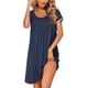 thumbnail image 2 of Ekouaer Women's Nightgown Short Sleeve Sleepwear Comfy Sleepshirts Pleated Scoopneck Nightshirt S-XXXL, 2 of 5