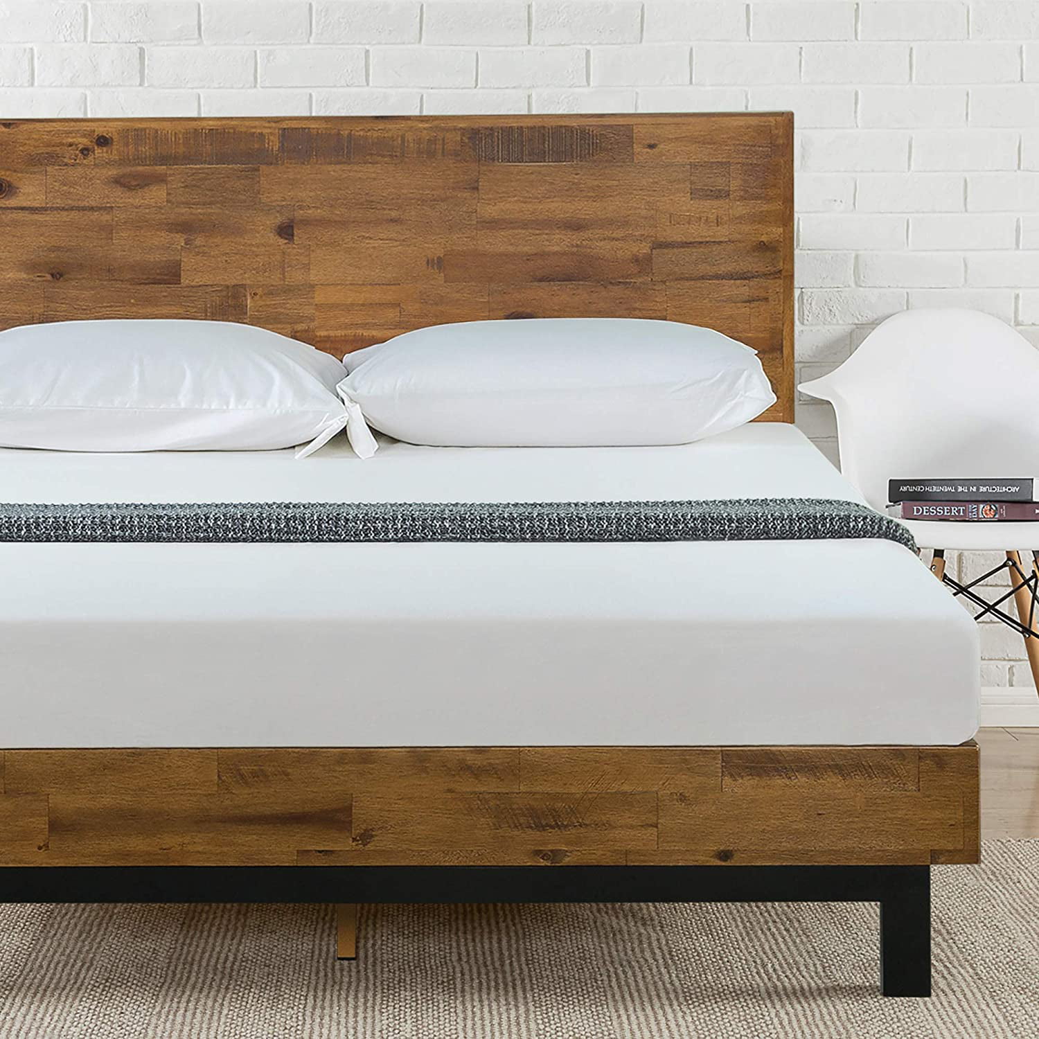 Zinus Tricia Platform Bed Full Brown, Brown Wood Headboard Full