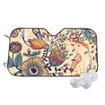 thumbnail image 2 of Picia Floral With Birds And Fantasy Flowers Curved Windshield Sunshade Accordion Folding Style Auto Shade for Car Truck SUV Van Blocks UV Ray Sun Visor Protector -Small, 2 of 7
