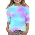 thumbnail image 1 of Splozh Chandails à Manches Longues pour Filles Décontractés Col Rond T-Shirt à Manches Trois Quarts Régulier Basique Haut à Manches 3/4 Bleu Pâle, 6-7 Ans, 1 of 5