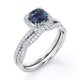 thumbnail image 4 of JeenMata Juego de Anillos de Boda con Halo Alejandrita y Moissanita de Corte Cojín de 1,5 ct Creadas en Lab; Anillos de Boda con Infinito Retorcido Pavé; Baño de Oro Blanco de 18 K sobre Plata, 4 of 6