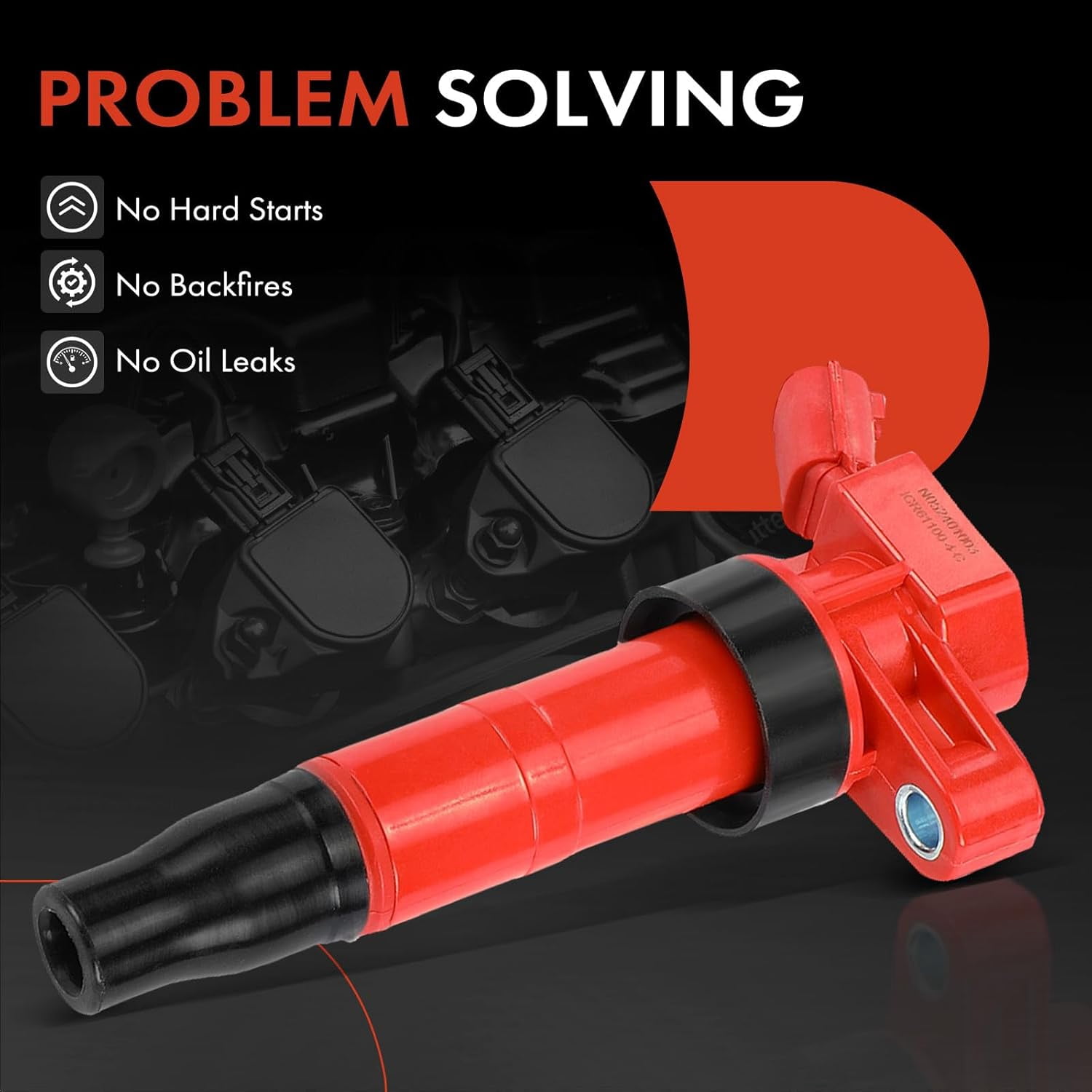 A-Premium (Red) Engine Ignition Coil Pack Compatible with Hyundai Sonata, Santa Fe Sport, Tucson, Genesis, Equus & Kia Optima, Sorento, Forte5, Forte Koup, Sportage, Borrego, K900, Rondo, 4-PC Set