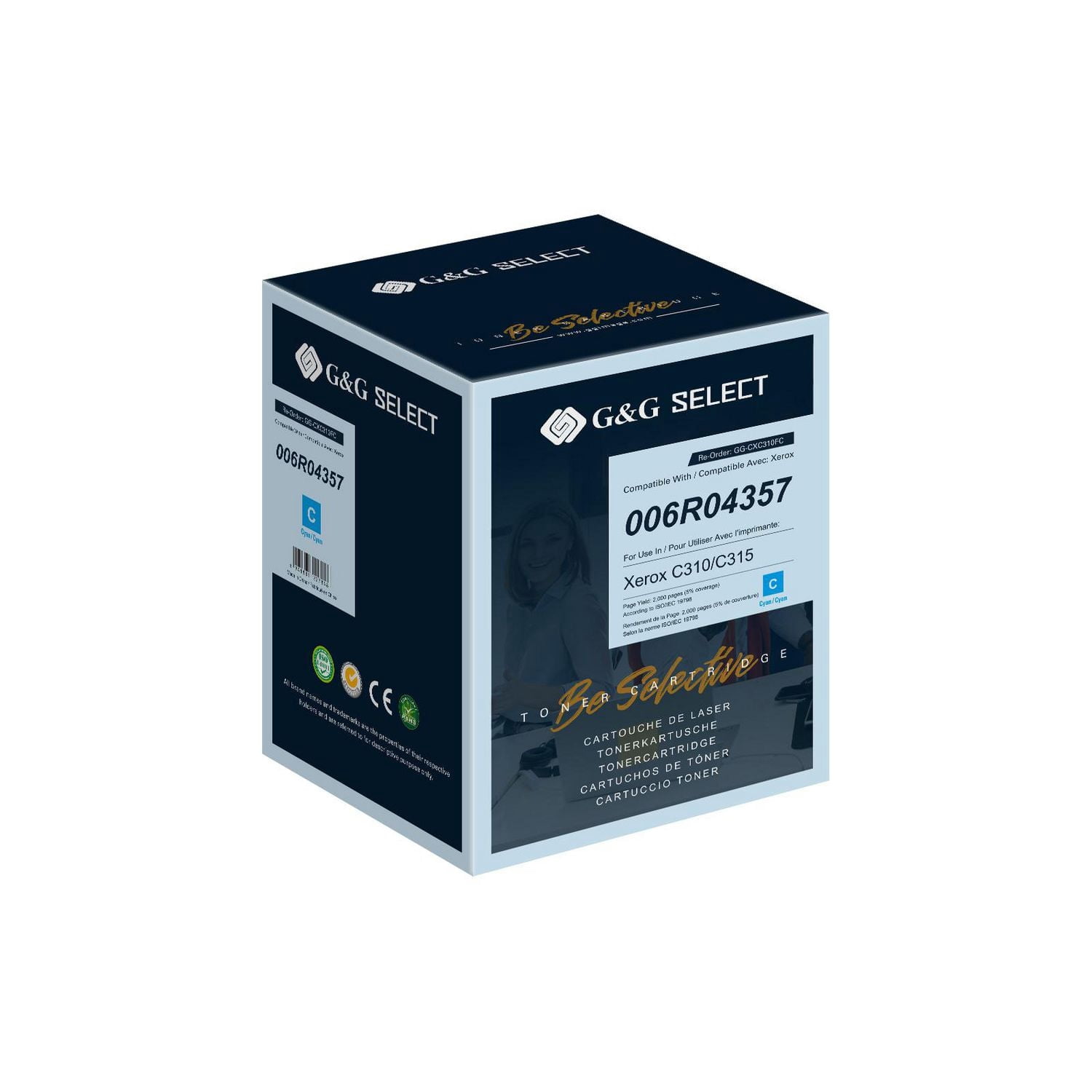 G&G Select Xerox C310/C315 New Compatible Cyan Toner Cartridge, 006R04357