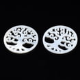 thumbnail image 3 of 5pcs Freshwater Shell Filigree Joiners Flat Round with Tree of Life 27.5x1.5mm, 3 of 4