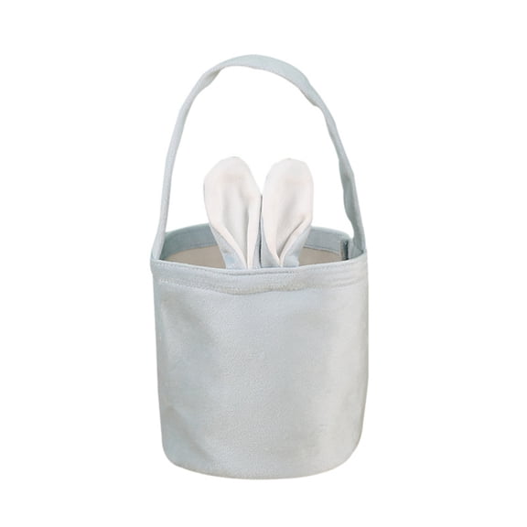 Easter Bunny Bag for Kids - Canvas Bunny Ears Gift Basket with Handles for Easter Egg Hunts, Candy, Toys, and Holiday Party Favors, Festive Spring Decorations