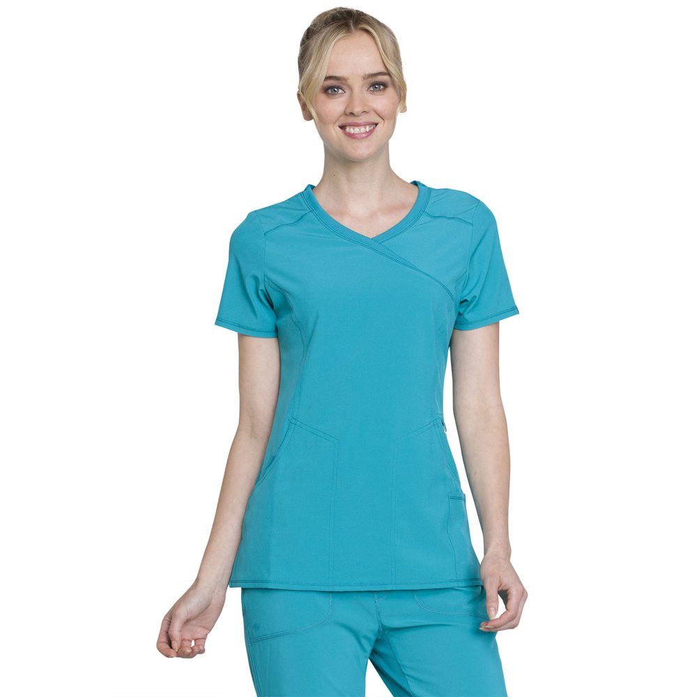 Cherokee Cherokee Infinity Scrubs Top for Women Mock Wrap Plus Size