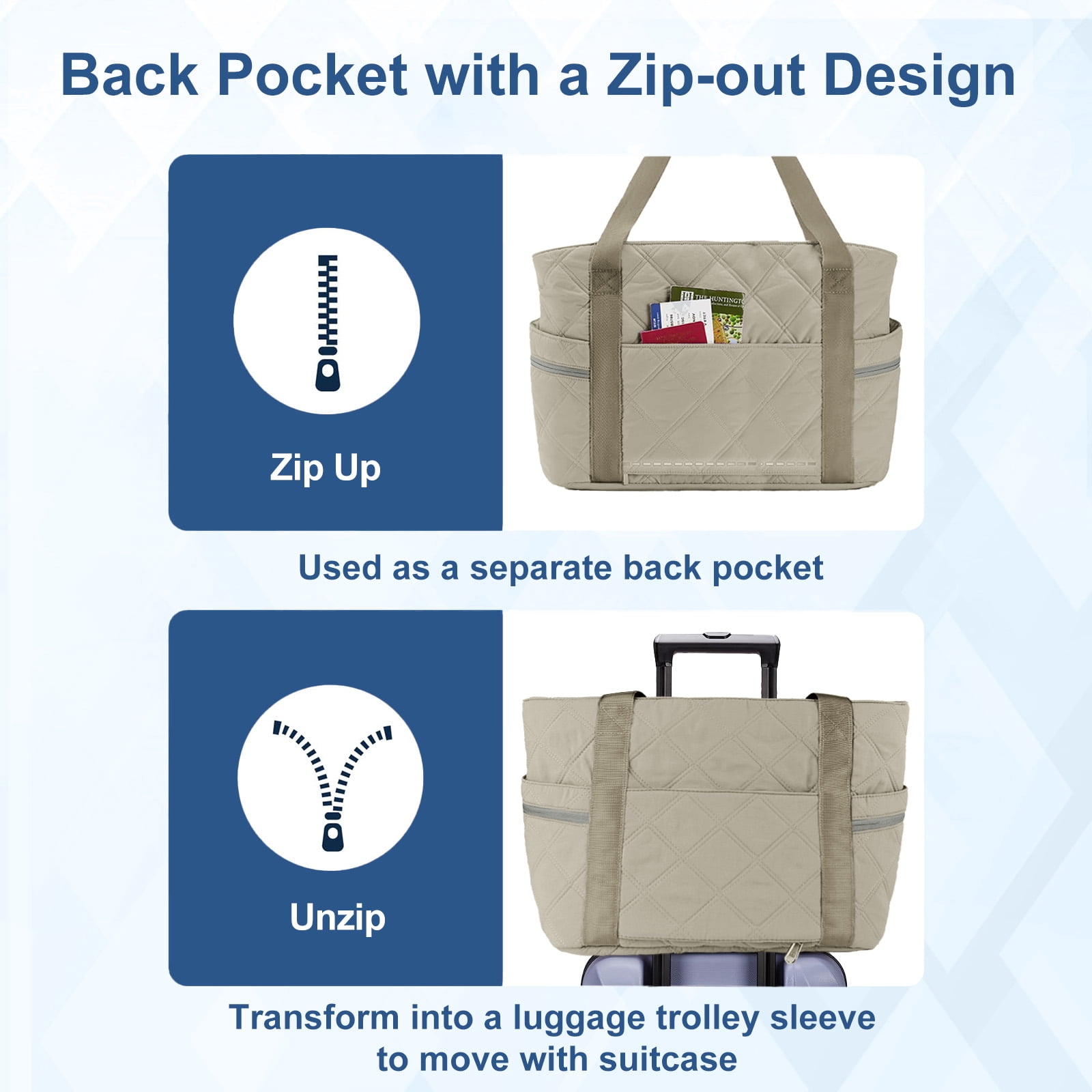 Gynky Tote Bag for Women Travel Bags Quilted Carry On Shoulder Bag for Travel Gym Weekend, Camel