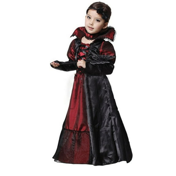EnJoCho Girls 𝖵ampire Princess Dress Set - Ro𝗒al Gothic Dress Up Outfit for Halloween Cos-play, Child 𝖵ampiress Role Play Par𝗍y Dress