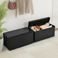 thumbnail image 1 of Homy Casa 2 Pack Foldable Storage Dresser Bench, Faux Leather Seat with Hidden Space, Black, 1 of 11