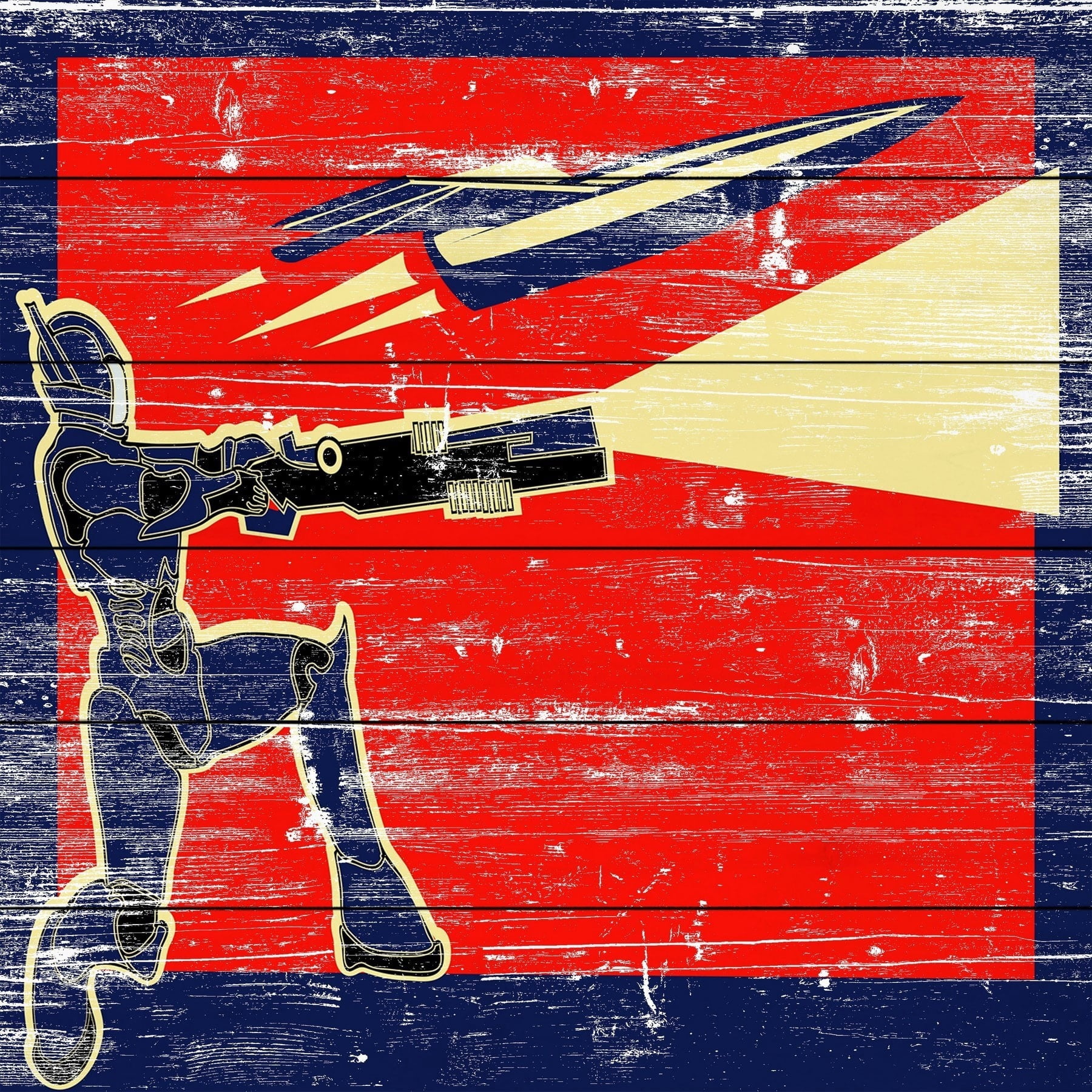 Direct Force Painting Print on White Wood