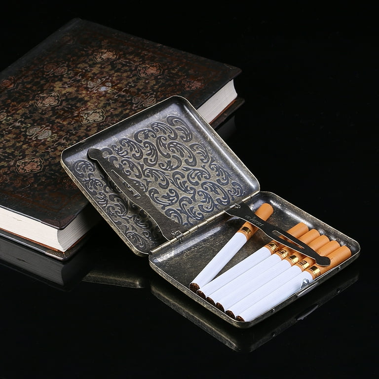 Men's Cigarette Case with Gift Box for 20pcs Vintage Metal Cigarette Box on  Sale 