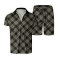 thumbnail image 1 of Vedolay Mens Short Set Mens Short Sets 2 Piece Outfits Summer Shirt and Shorts Set,Brown XXL, 1 of 5