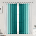 thumbnail image 2 of Teal Curtains 84 inch Long Ombre Sheer Curtains Semi Gradient Tab Top Curtains for Bedroom and Living Room, Set of 2 Window Panels, W52 x L84, 2 of 6