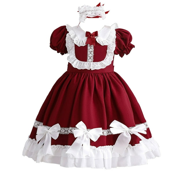 HAWEE Costume pour Filles Robe Lolita de Soubrette Princesse Costumes d'Halloween Costumes de Fête d'Anime Robe de Cosplay Chic pour Fillette