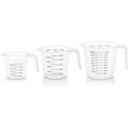 thumbnail image 1 of Nvzi Juego de 3 tazas medidoras: tazas medidoras de plástico para líquidos, con pico y asa, de 1 taza, 2 tazas y 4 tazas, 250 ml, 500 ml y 1000 ml, 1 of 4