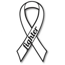 Magnet Me Up Support Lung Cancer Fighter White Ribbon Magnet Decal, 3.5x7 In, Vinyl Automotive Magnet