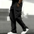 thumbnail image 2 of Gamivast Mens Cargo Pants Elastic Waist Lightweight Split Snap Button Sweatpants with Multiple Pockets Casual Straight Leg Drawstring Outdoor Pants Trendy Open Bottom Athletic Joggers, 2 of 7