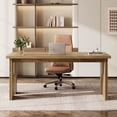 thumbnail image 2 of Tribesigns 63-Inch Executive Desk, Farmhouse Office Computer Desk with Unique Legs, Industrial Writing Workstation Business Furniture for Home Office, Light Brown, 2 of 8