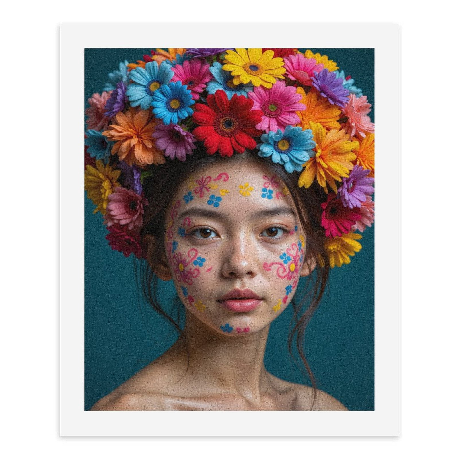Paint By Numbers Kit for Adults Beginner - DIY Floral Headdress Face Art Portrait Canvas Painting Kits for Adults, Frameless Paint By Number for Adults for Home Wall Decor 16x20 Inch