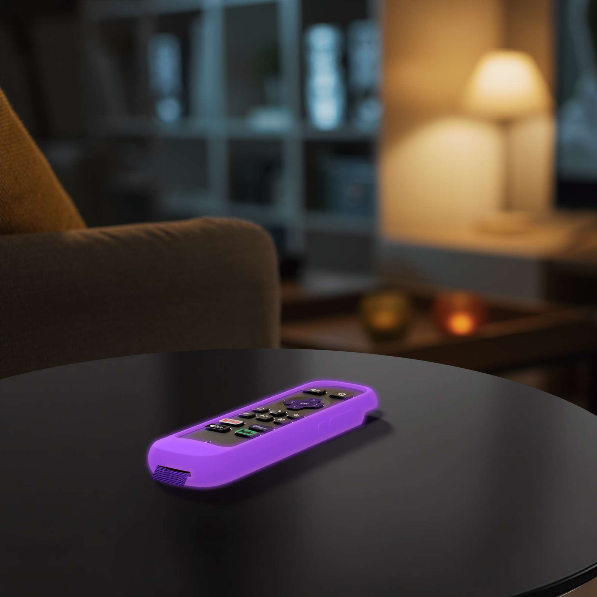 CoreAudio, ROKU Remote Silicone Sleeve, Glow in the Dark Purple, Easy to Find, Won't Slip into Cushions, 1 piece