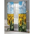thumbnail image 4 of Turmeric Sunflowers Sheer Curtains for Living Room Bedroom Spring Floral Blue Sky Country Farm Sheer Curtains 84 Inch Long 2 Panels Set Light Filtering Curtain Window Treatments Drapes, 4 of 6