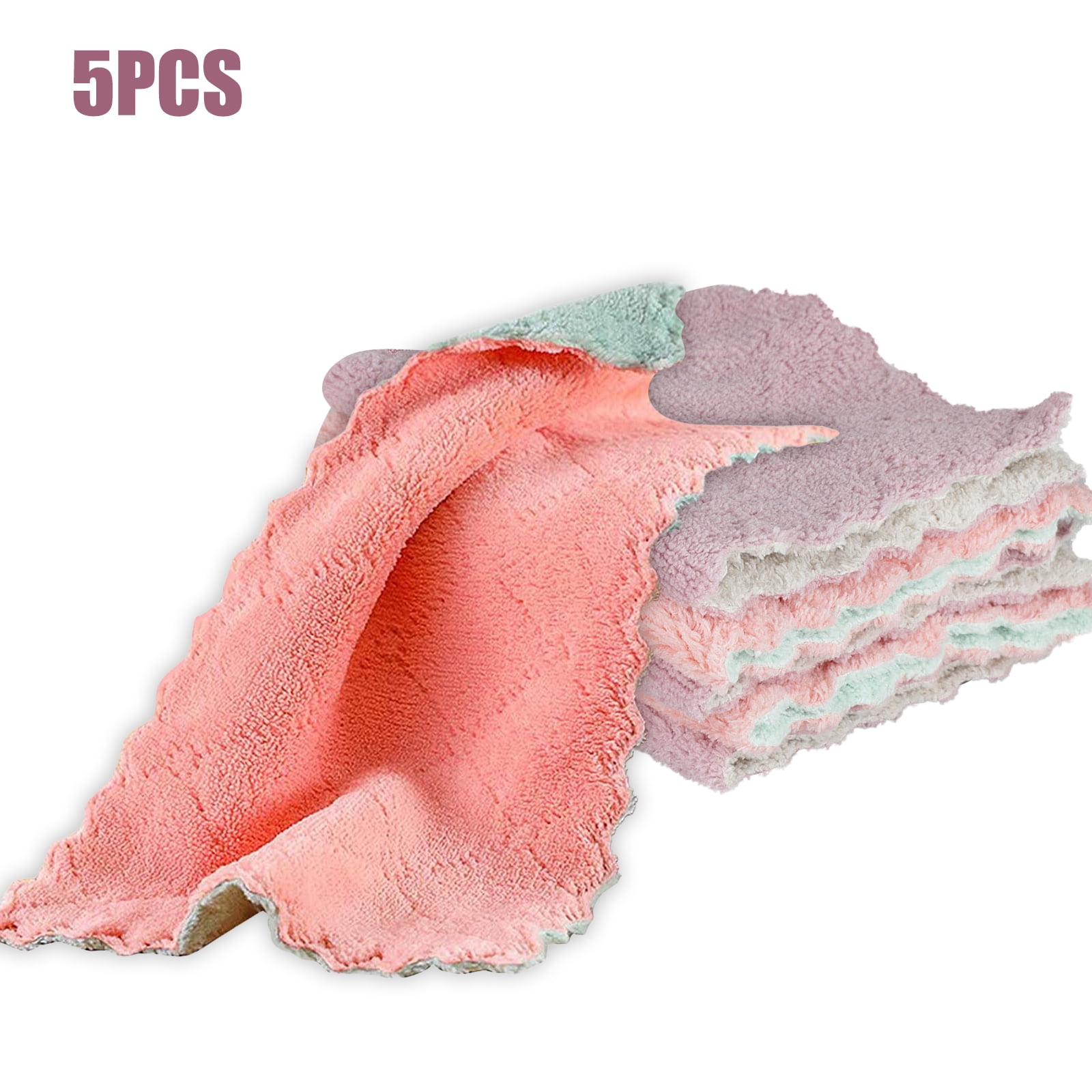 5pcs Super Absorbent Microfiber Kitchen Cloth Dish Cleaning Towel Household 