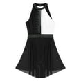 thumbnail image 6 of TiaoBug Womens Lyrical Dresses Rhinestone Halter Neck Leotards Figure Skating Dance Dress Black&White XL, 6 of 7