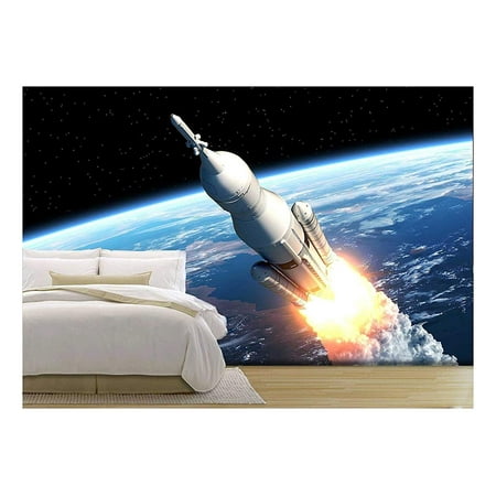 wall26 - Space Launch System Takes Off. 3D Scene - Removable Wall Mural | Self-Adhesive Large Wallpaper - 66x96 (Best Way To Take Off Wallpaper Glue)