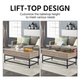 Alden Design Farmhouse Split Lift Top Coffee Table, Rustic Gray