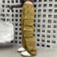 thumbnail image 6 of Otqutp Girl's Elastic High Waist Cargo Pants Y2k Wide Leg Sweatpants Loose Baggy Pants Teen Girl School Trendy Plus Size Clothes, 6 of 9