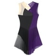 thumbnail image 6 of CHICTRY Women Shiny Rhinestone Ice Skating Dress Sleeveless Ballet Leotard Split Lyrical Skirts Purple M, 6 of 7