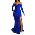 thumbnail image 1 of Ketyyh-chn99 Robe pour Femmes Robes de Soirée pour Mariage Longue Robe de Soirée Dos Nu Col en V Élégante Robe de Cocktail pour Fête Bleu, TG, 1 of 5