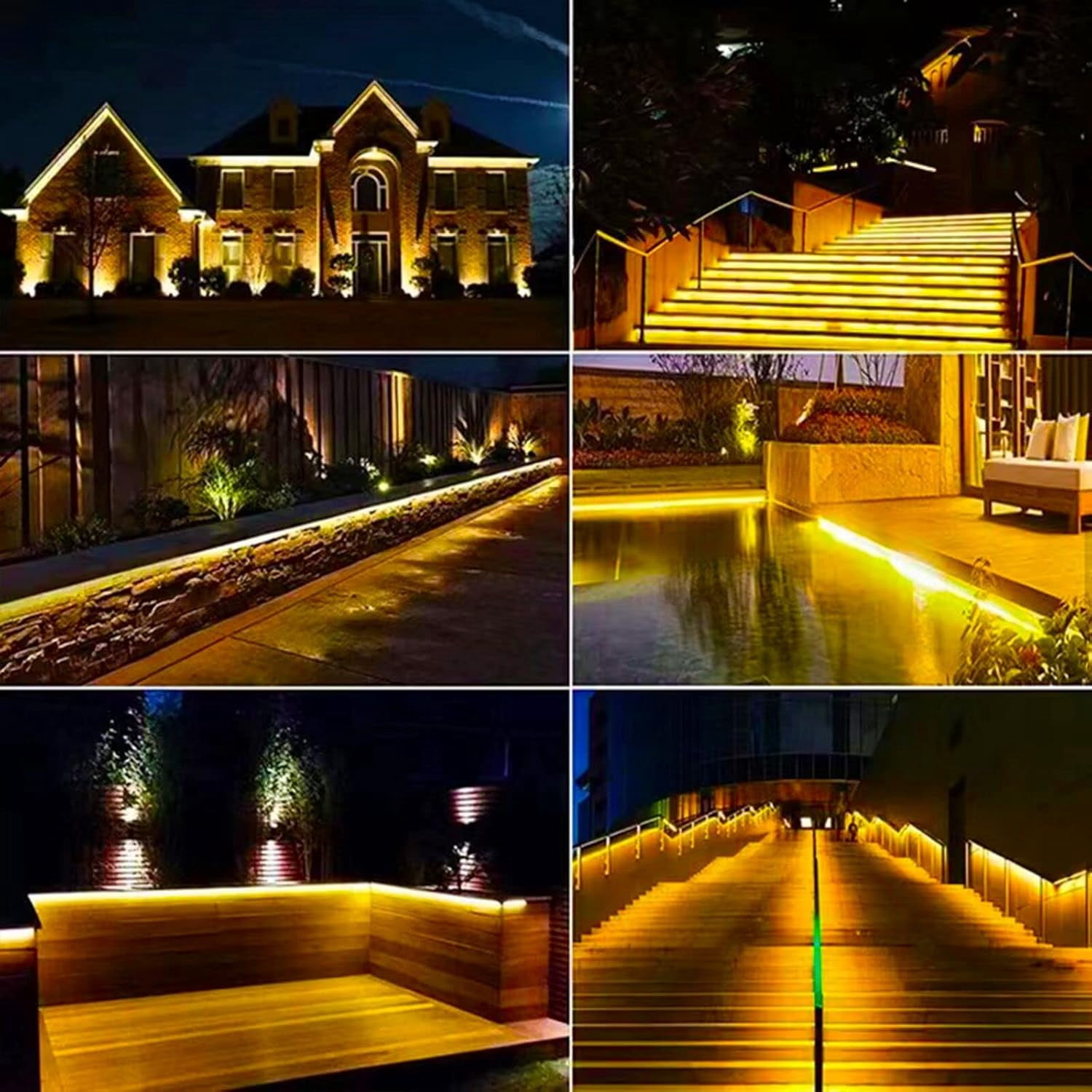 Gold Neon Light Strip 18FT Flexible Neon Rope Lights Indoor Outdoor Led Strip Lights Waterproof 120LEDs/M AC 110VPlug and Neon LED Lights for Bedroom Home Commercial Lighting