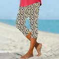 thumbnail image 5 of Hvyesh Womens Plus Size Yoga Pants Summer High Waisted Printing Capris Trendy Tummy Control Capri Legging Skinny Knee Length Pants, 5 of 5