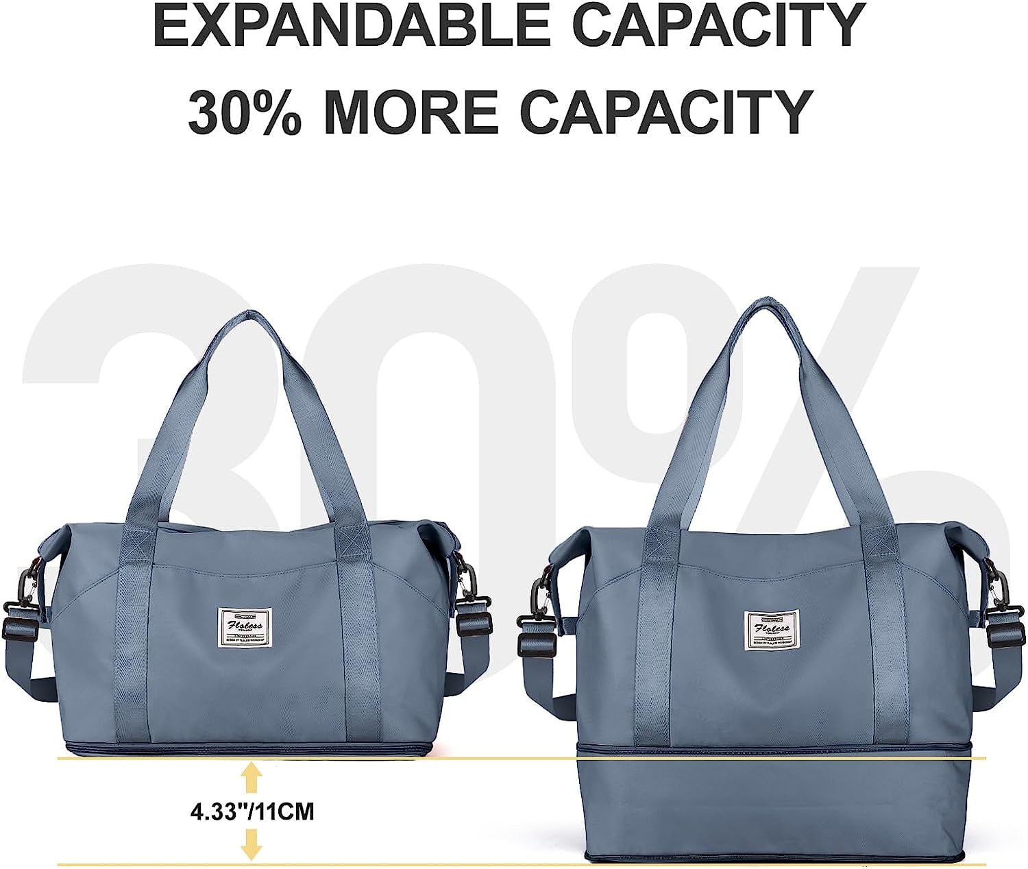 Travel Bag, Waterproof Duffel Gym Tote Bag, Weekender Carry On Overnight Bags for Women Men Approved Personal Item Bag for Airlines with Trolley Sleeve, Travel Duffel Bags, Jewel Blue