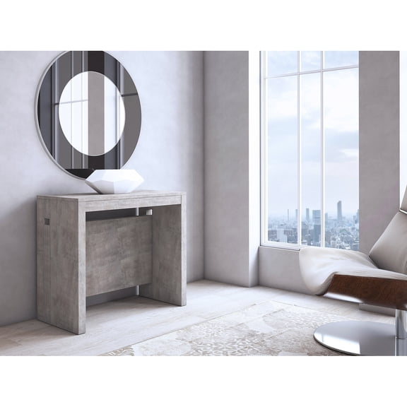 Modern Elasto Engineered Wood Italian Extendable Console Table in Gray