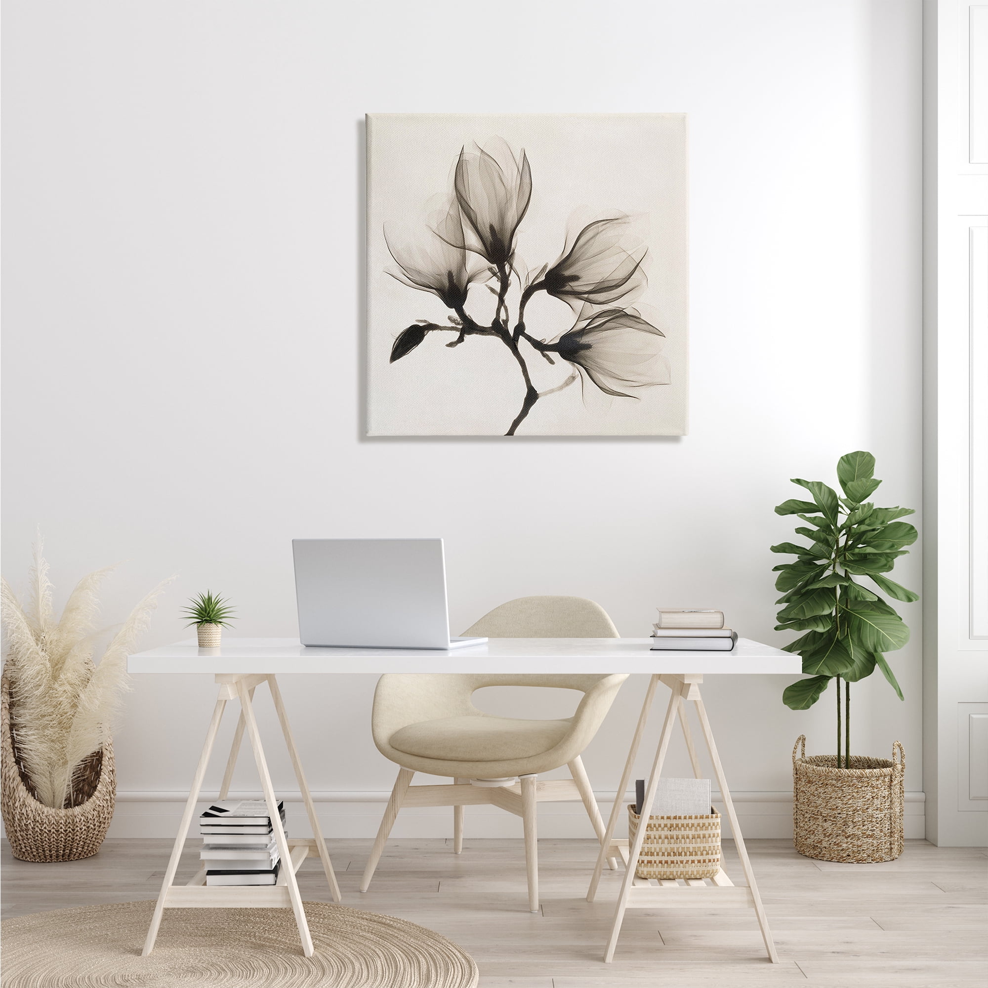 Stupell Industries Sepia Tone Tree Blossom Florals Translucent Flowers Botanical & Floral Photography Gallery Wrapped Canvas Print Wall Art, 30 x 30