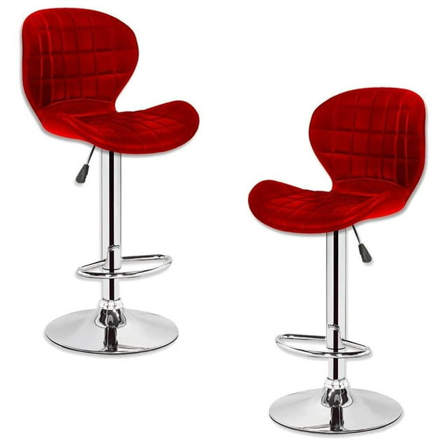 Jessar - Collection Supérieure Tabouret Pivotant Réglable, Ensemble de 2, Rouge