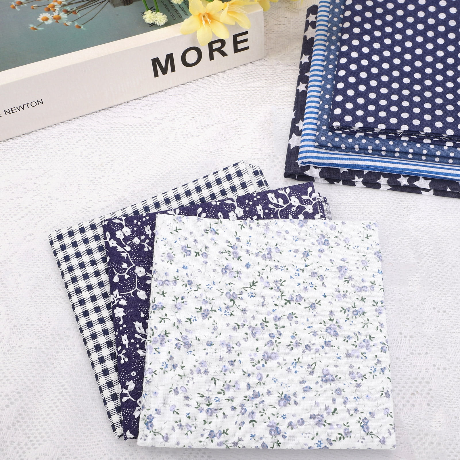 7pcs Pre-cut Floral Cotton Fabric Squares, EEEkit 20 x 20'' DIY Sewing Fabric Bundles for Quilting, Sewing, Patchwork & DIY Crafts