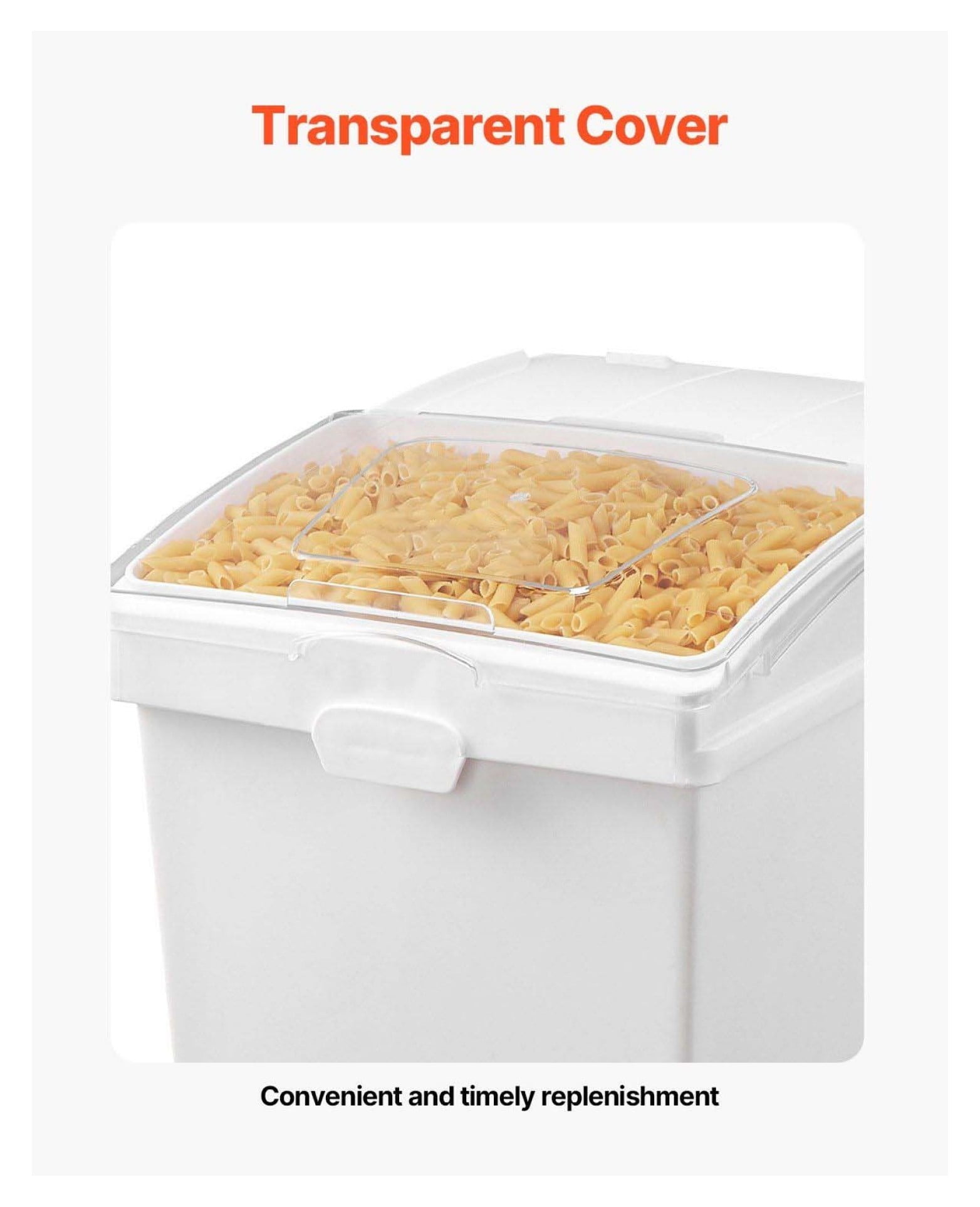 Ingredient Bins 10.5 Gallon - 3 Pack Food Storage Containers on Wheels, PP Airtight Flour Bins with Scoop & Sliding Lid, White Commercial Storage