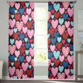 thumbnail image 3 of Valentine's Day Sheer Curtains 63 Inch Length 2 Panels Set, Semi Transparent Voile Rod Pocket Curtains for Living Dining Room Bedroom Drapes Pink Blue Red Dots Striped Love Black, 3 of 8