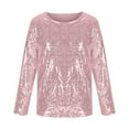 thumbnail image 4 of UACY Girls Sequins Shirt Long Sleeve Crew Neck Plain Sparkle Tops Kids Toddler School Casual Soft T Shirt Pullover Clothes (Pink, 9-10 Years), 4 of 5