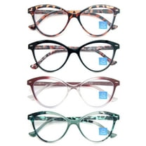 Women Reading Glasses 4-Pack 2.25,Cateye Readers Glasses Small Face Comfort Spring Hinge