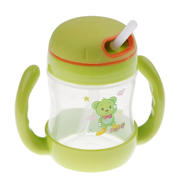 Taza de entrenamiento con pajita y asas para bebé, estilo biberón Estilo 1-Verde
