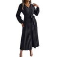 thumbnail image 1 of Wdgfv Ruffle Maxi Dress for Women, Pleated A Line Flowy, Business Casual, Holiday Modest Long Sleeve Smocked Spring, 1 of 6