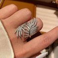thumbnail image 5 of K-KED 925 Silver Plated Ring Leaves Cubic Zirconia Women Wedding Delicate Jewelry Size 6-10-8, 5 of 6