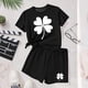 thumbnail image 4 of Vestido de manga corta para niños Día de San Patricio impreso conjunto de dos piezas niñas casual cuello redondo blusa y pantalones cortos, 4 of 6