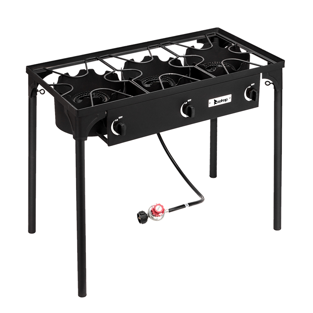 Outdoor Stove High Pressure Propane Gas Cooker Cast Iron Patio Cooking Burner Black